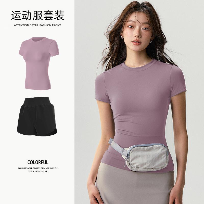 Basic Yoga T-shirt Women's Waist Versatile Fitness Short-sleeved Running Quick-drying Yoga Clothes Tight Top