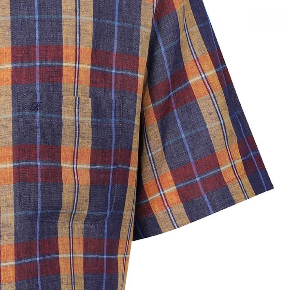 Renoma Linen Check Short Sleeve Classic Shirt [rousg1230 Ye]