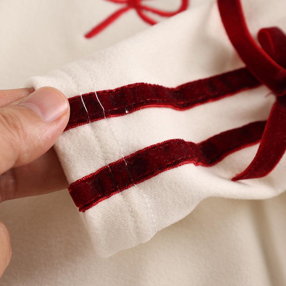 Girls' Embroidered Bow Long-Sleeve T-Shirt for Spring & Autumn