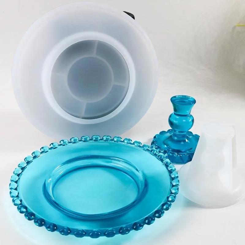 DIY Handgemachte Obstschalenplatte Silikonform Runde Scheibenhalter Basis Heimdekoration Aufbewahrungstablett Silikonform Harzherstellungsform