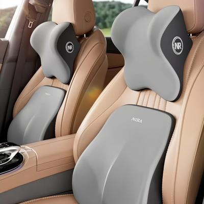 Ensemble de 2 oreillers de cou et de soutien lombaire pour voiture, en mousse à mémoire de forme, pour chaise de bureau, soulagement de la fatigue, oreiller de voyage