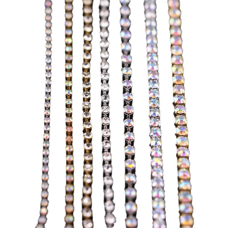 2-6mm Iridescent White Rhinestone Chain for DIY Jewelry & Phone Case Decoration