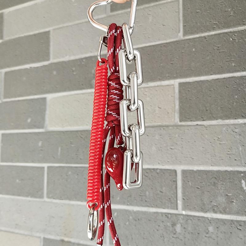 Yogodlns Bag Keyring Braided Women with Spring Rope Red Heart Hanging Decorations Bag Charm Luxury Gift