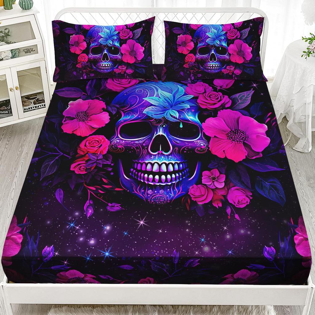 Butterfly Skull Personalized Pattern Mattress Three-Piece Digital Printing Bedding Set Children Adult