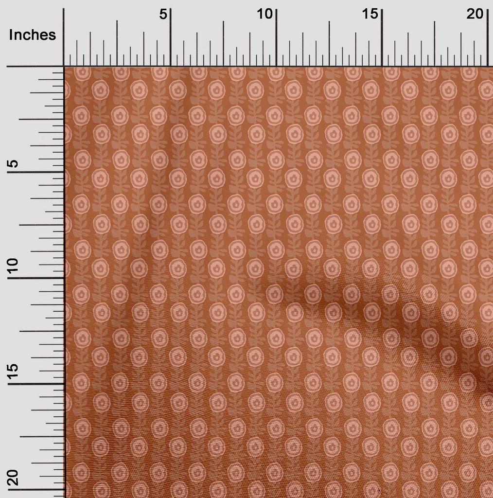 oneOone Cotton Flex Fabric Leaves & Floral Block Printed Craft Fabric BTY 40 Inch