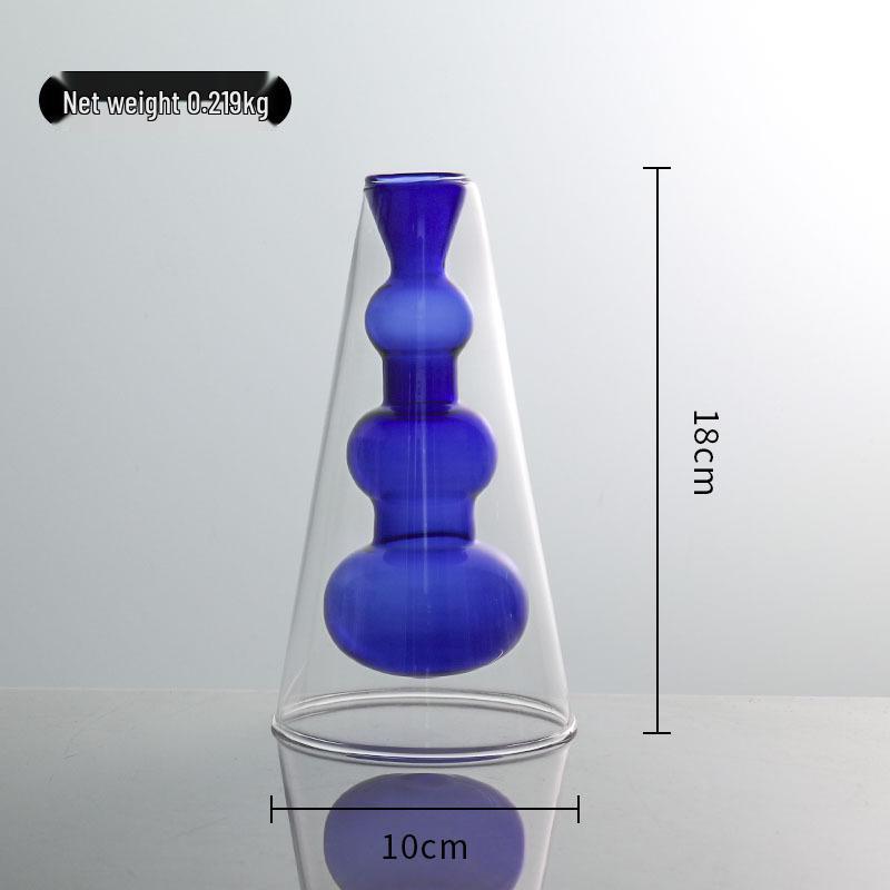 European Glass Rattan Aroma Vase - Double Layer, Colored Glass, Flameless Hydroponic for Living Room