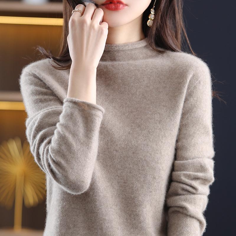 Damen Kaschmirpullover Qinghe Kaschmir 30% Kaschmir 70% Wolle Damen Herbst und Winter Kaschmirpullover weich und warm