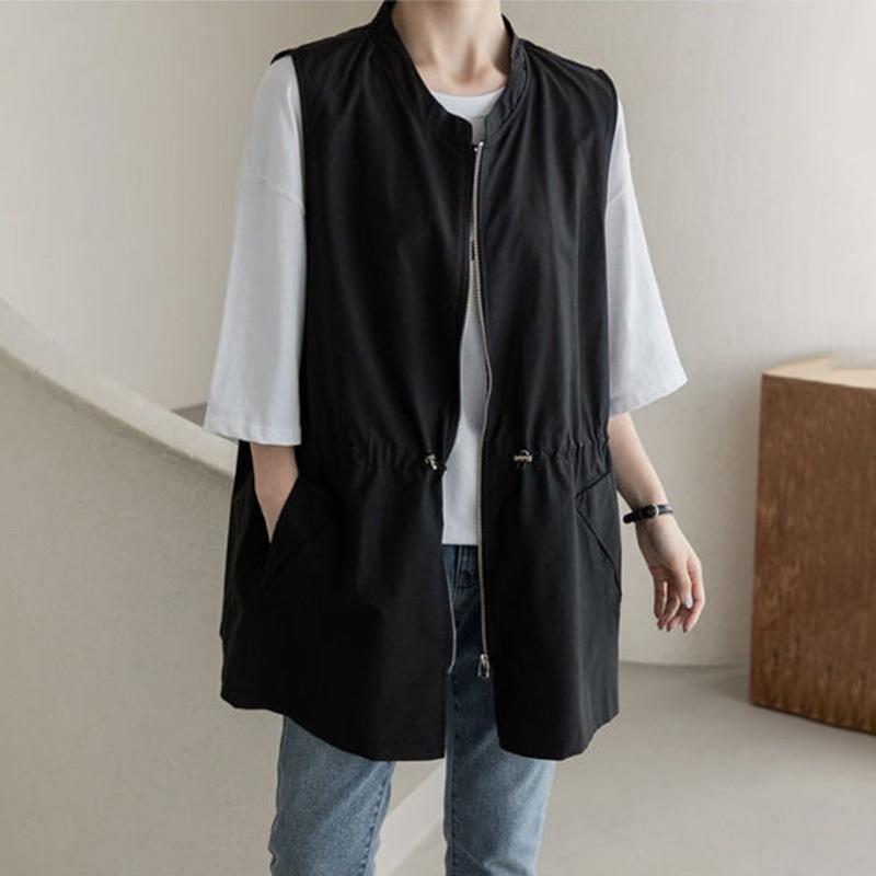 Vest for Women Autumn Loose Double Layer Sleeveless Tops Windbreaker Oversize Casual V-neck Vest