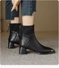 New Women Short Boots Back Zip Zipper Luxury Designer Ladies Rubber High Heel Fashion Pointy Ankle Boot Pointed Toe PU Meta