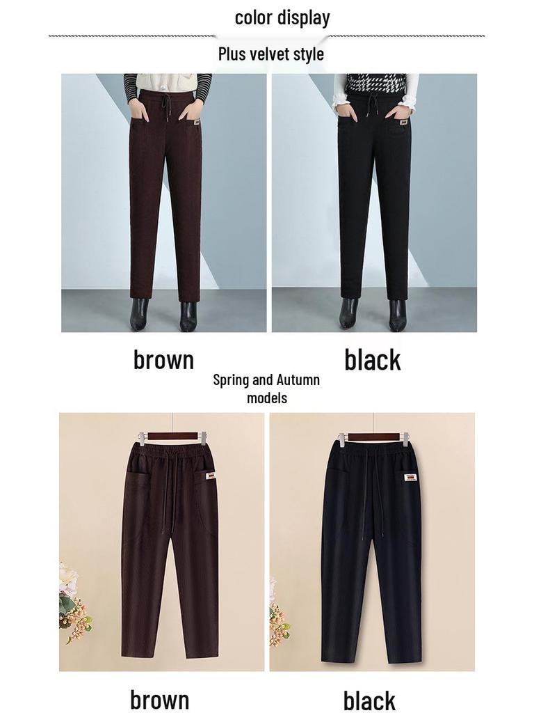 Extra-Warm Fleece Trousers for Middle-Aged and Elderly Women - Winter-Ready, Thickened Cotton, Plus Size