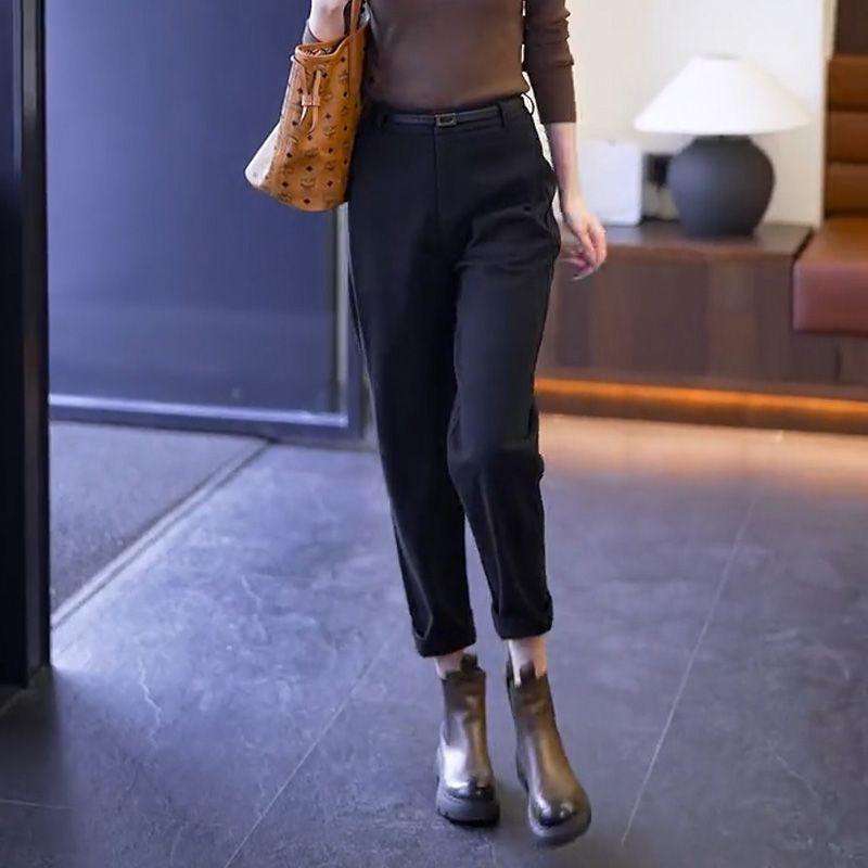 

Women s High-Waist Khaki Wool Blend Cropped Harem Pants for Autumn/Winter 2025 3XL (140-150 jin)
