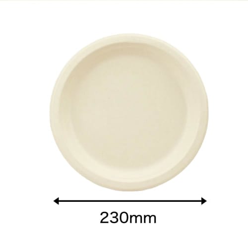 ECO&BASIC Disposable Paper Plates, 23cm, Pack of 50, Stylish, Microwaveable, Bagasse, Eco-Friendly, Plant-Based, Commercial Use, C-ECO-HM-002