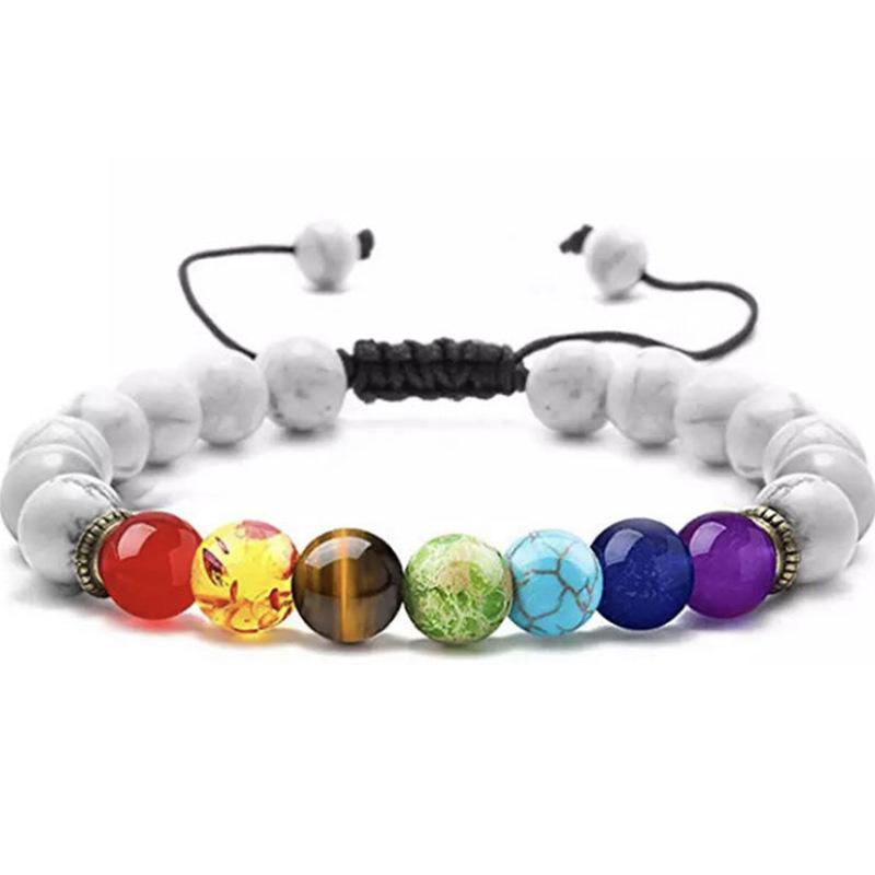 Multicolor Alloy & Volcanic Stone Yoga Bracelet with Turquoise & Tiger Eye Beads