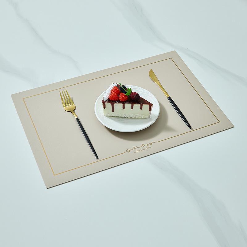 In Stock Waterproof Leather/PVC Placemat: Western Dining and Heat-Resistant Square Mat for Living Room or Hotel Use.