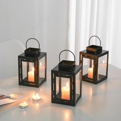 Minimalist Metal Candlestick Retro Iron Wind Lamp for Christmas and Wedding Decorations