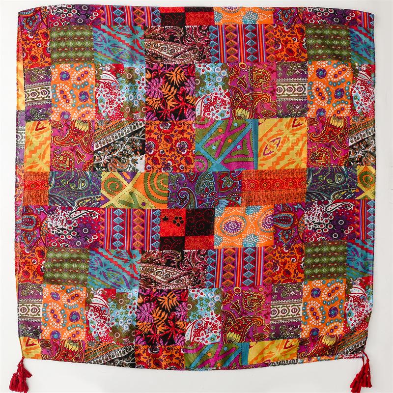 Bohemian Red Tassel Scarf - Ethnic Style Cotton-Linen Blend Shawl