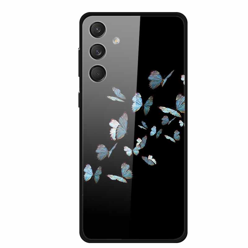 

For Samsung Galaxy M55 Case Luxury Tempered Back Cover Hard Glass Phone Cover for Funda Samsung Galaxy M 55 Fashion Girls Coque -Samsung Galaxy M55