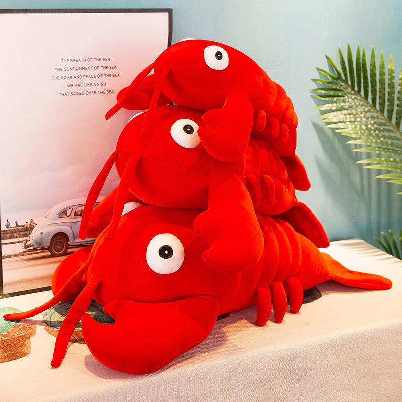 Simulation Lobster Doll Plush Toy Crayfish Throw Pillow Rag Doll Ocean Doll Creative Birthday Gift for Men and Women