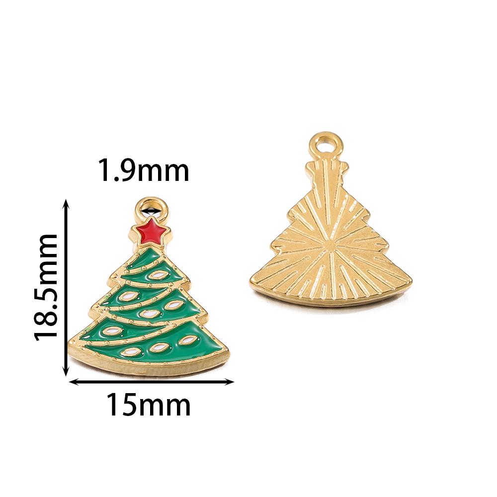 1pcs Stainless Steel Christmas Charms Gold Color Santa Claus Christmas Tree Enamel Pendants For DIY Earrings Necklaces Making