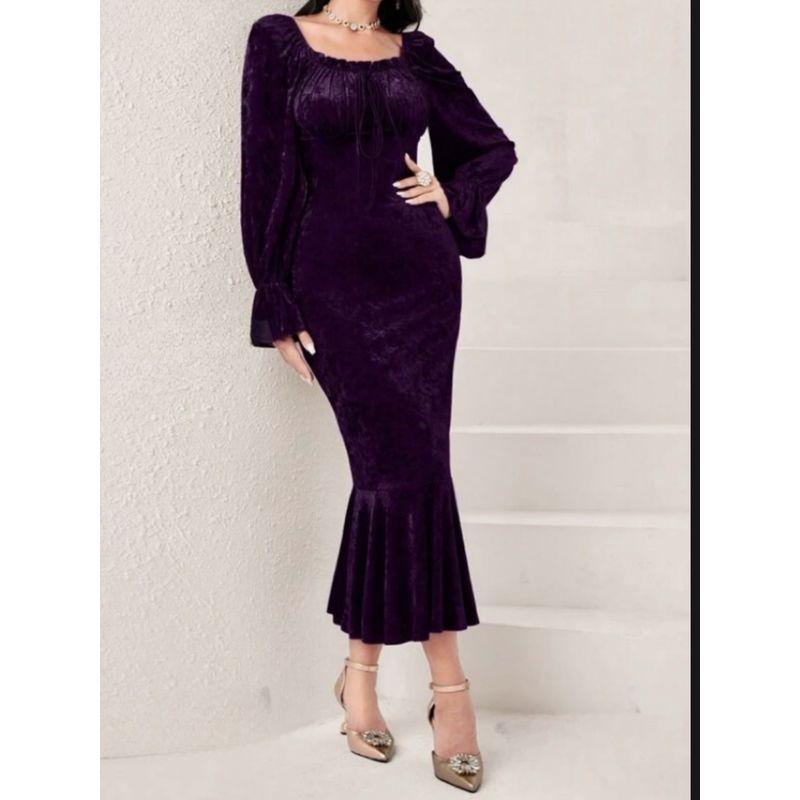 Export Single 2024 Spring New Arrival Small Dress Socialite Classy Purple Sexy Show Fishtail Figure Elegant Dress