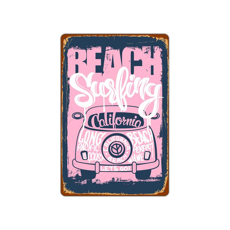 Summer Beach Sunset Metal Tin Sign Plaques Scenery Iron Painting Cafe Bar  Home Decor Seaside House Wall Tin Plate Poster