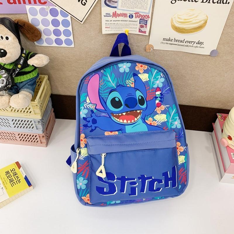 Stitch Flower Pattern Kids Backpack With Breathable Nylon For Elementary School Children