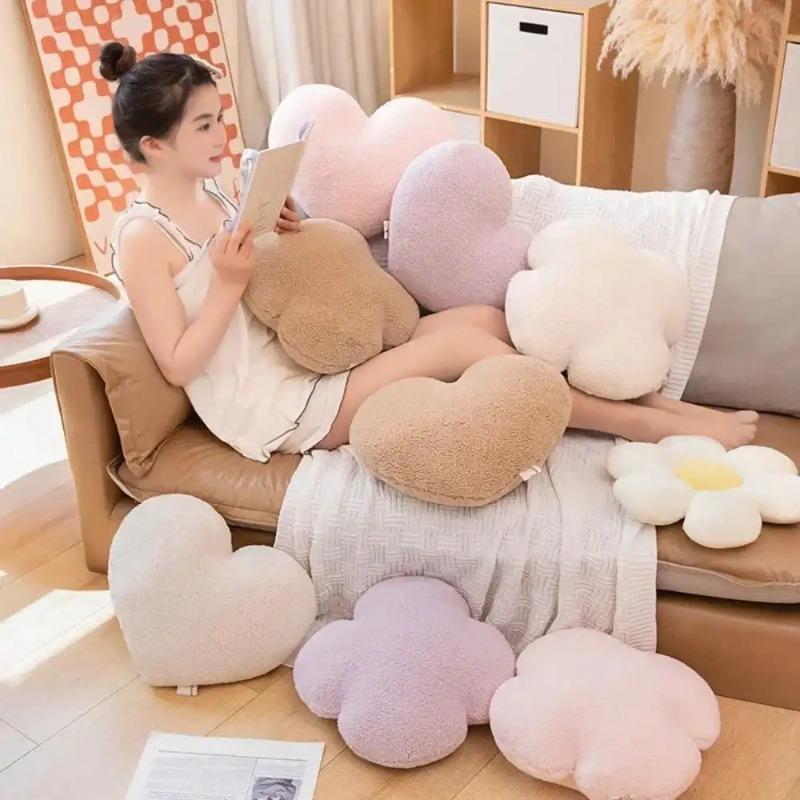1PC 30×40cm Soft Pink Heart Pillow Cute Decorative Cushion for Valentines Day Birthday Gift Indoor Office Sofa Bed Waist Support