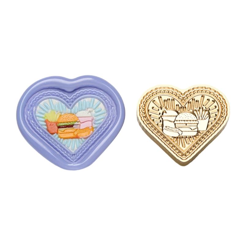 Heart Series Sealing Wax Stamp Head Heart Shaped Wax Seal Stamp for Envelopes Wedding Invitation Decorations Brass