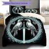 Bird and Sword Pattern Bedding Quilt Set  Home Decoration  Gift (1 * duvet cover + 2 * pillowcase  without core)