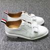 Bow Knot Leather Shoes British Style Star With The First Layer Cowhide Shoe Retro White Genuine Leather Women Flat Shoes