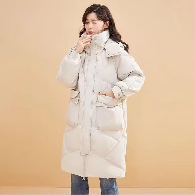 Women's Korean Style Hooded Cotton Jacket - Winter Clearance, Medium & Long, Loose Fit, Large Size, Thickened Coat