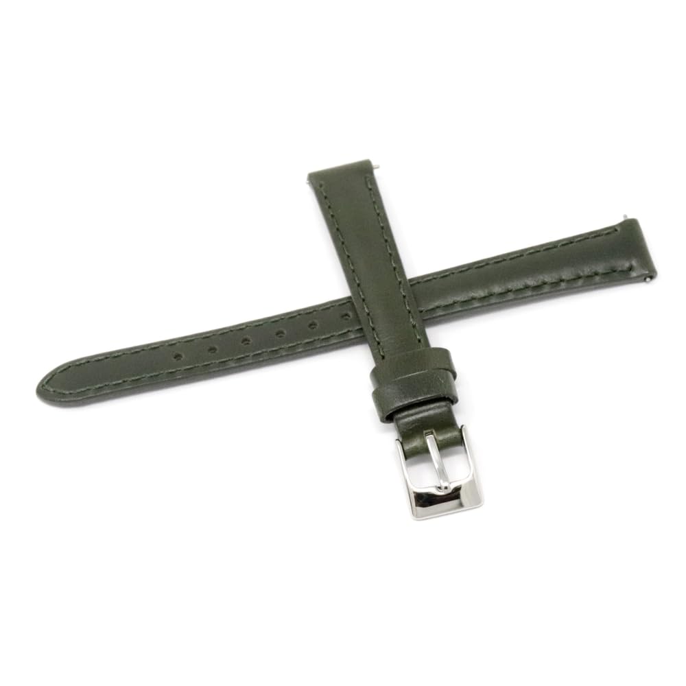 Seiko 12mm Leather Watch Band with Care Instructions Women s (Green) зелёный