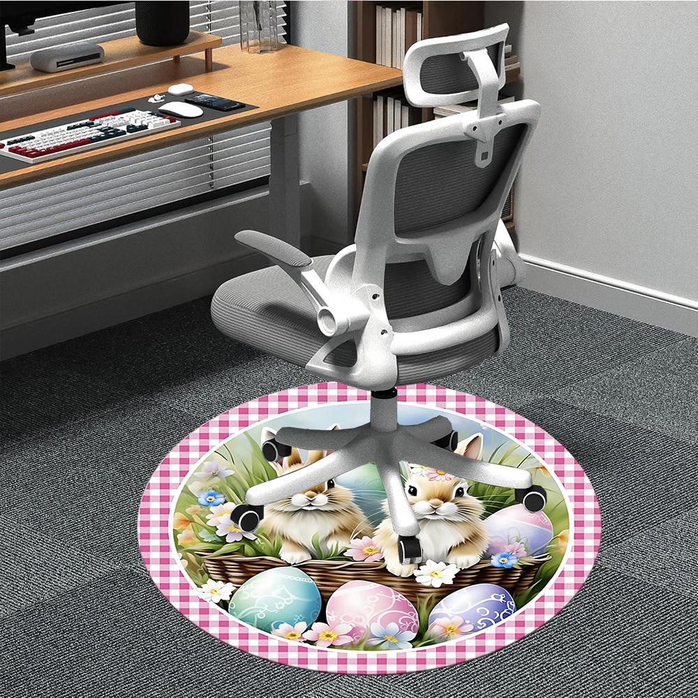 1pc Easter Bunny Chair Carpet for Office Non-Slip, Machine Washable Rug for Office - Holiday DecorMachine Made yy251029029 80cm by 80cm