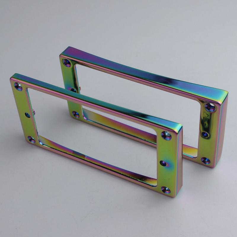 1 Set Guyker Curved Bottom Metal Humbucker Pickup Mounting Ring Set Bridge And Neck Pickups Cover Frame With Lp Electric Guitar