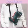 Sac bandoulière en peluche dinosaure pour filles avec poche zippée et intérieur en nylon