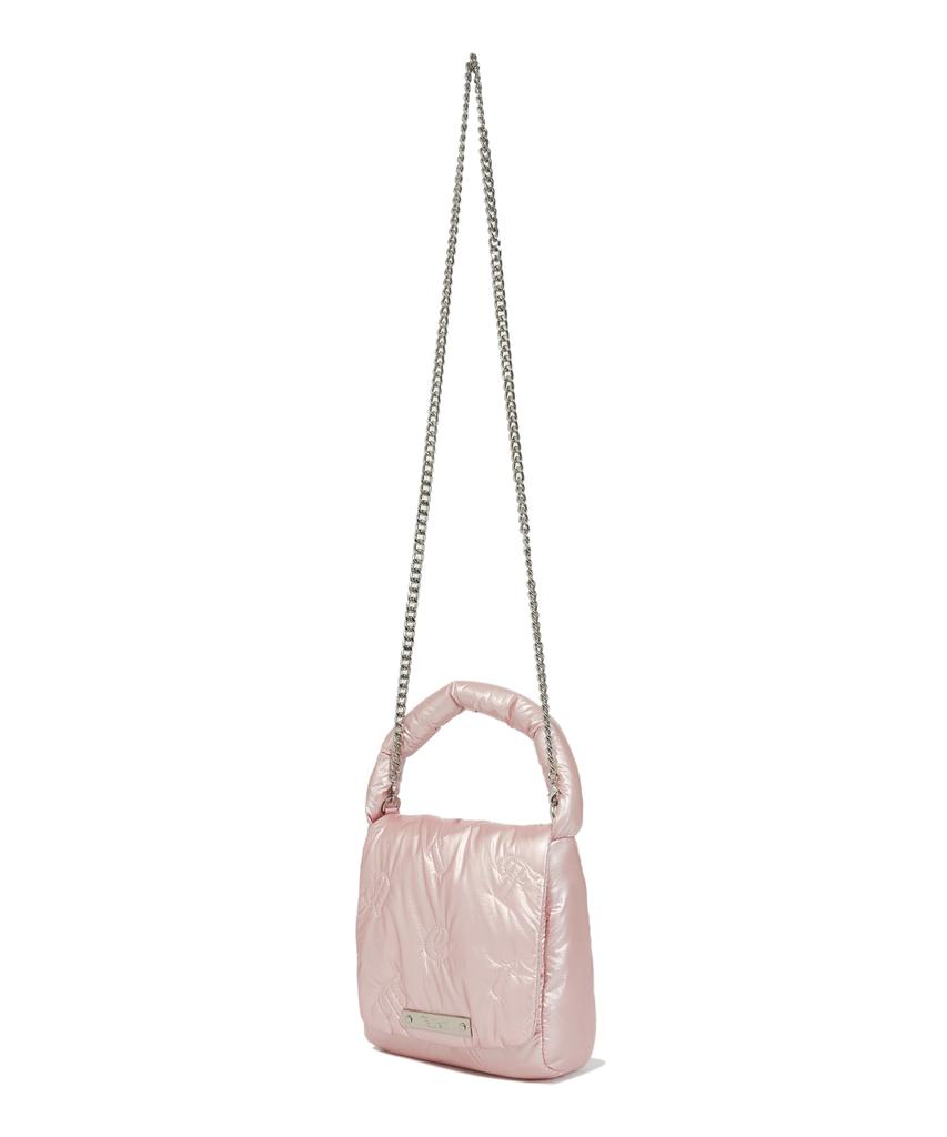 Fallett Lettering Quilted Small Flap Tote Bag Pink