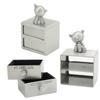Tooth Box Metal Cute BearShape Storage Case with 2 Drawers for Children Growth Memorial Gift Jewelry Collection(Green Patina )