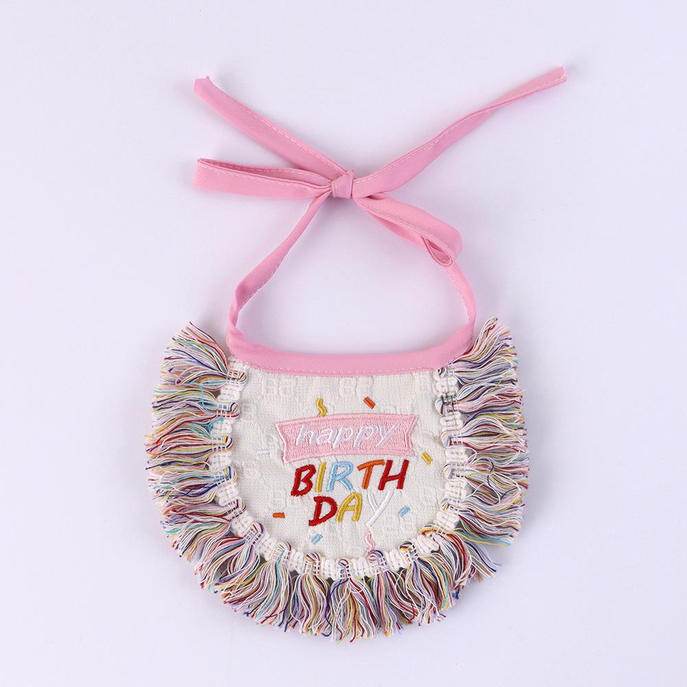 Colorful Tassel Pet Bib Set: Birthday Triangle Scarf for Cats & Dogs
