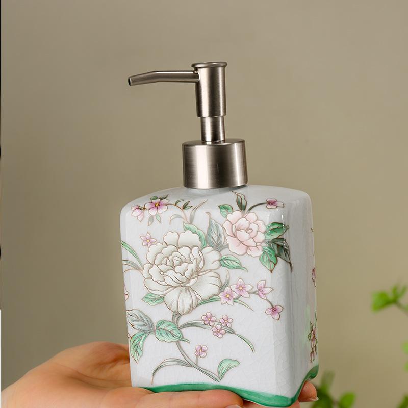 410ml   soap dispenser ceramic lotion bottle for hand soap hotel shampoo and body wash with a press-to-dispense design