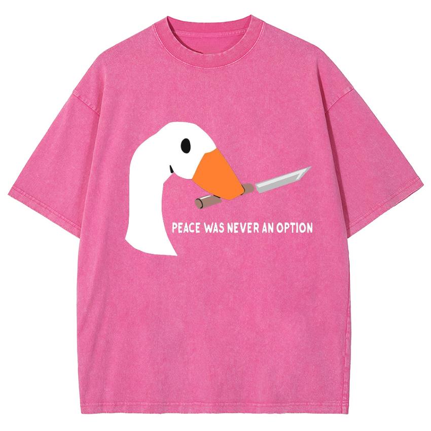 Cute Cartoon Goose Print Women T-Shirt Washed Denim Comfortable Short Sleeve Couple Oversized Y2K Top Affordable