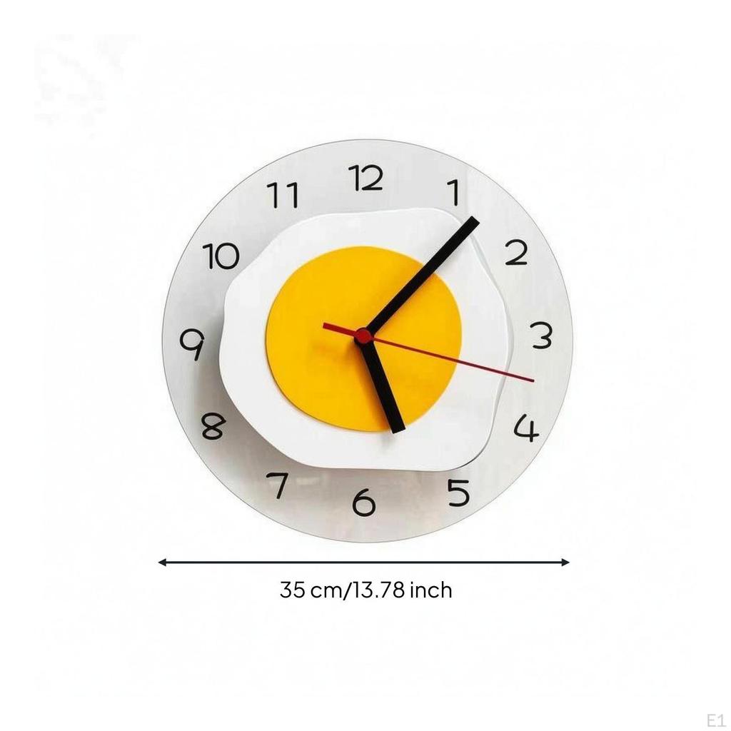 FriedEgg Wall Clock Yellow Center Fried Egg Modern 14 Inch