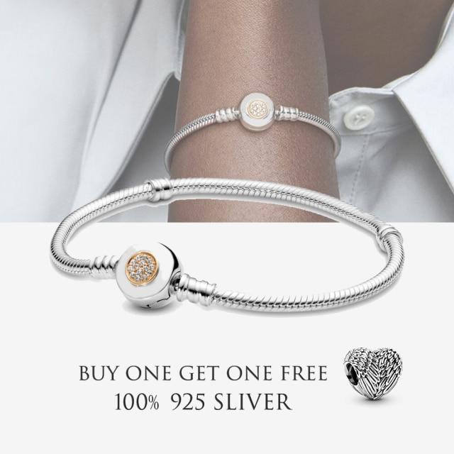 New S925 Sterling Silver Moments Crown O Clasp Snake Chain Bracelet Fit Original Sliver Charms For Women Diy Making Jewelry