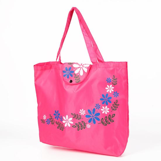 Folding Grocery Bag Reusable Large Capacity Shopping Bag Machine Washable Multi-purpose Flower Print Handbag Tote with Snap Button