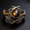 Bohemian Style Shaped Lines Cross Set Amber Zircon Fashion Ring