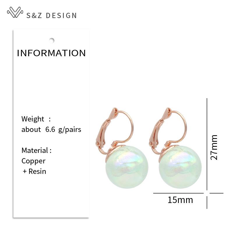 Mode Rose Gold Farbe Runde Bunte Perlen Tropfen Ohrringe Für Frauen Hochzeit Elegante Schmuck Geschenk Trendy Eardrop