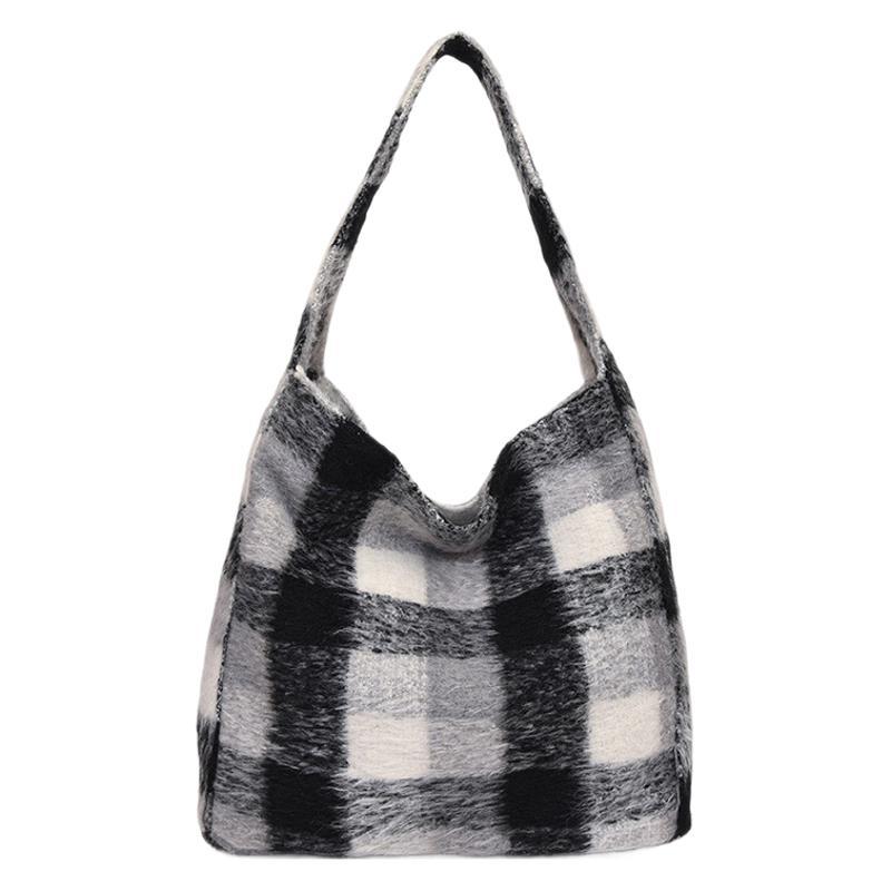 Woolen bag women's large capacity 2025 new versatile casual shoulder messenger bag class commuter tote bag