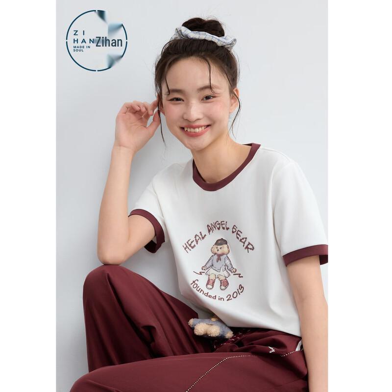 ZIHAN Women s Short-Sleeve T-Shirt with Bear Letter Print S