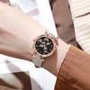 Ladies Butterfly Watch Artificial Leather Strap Quartz Watch Rhinestone Round Dial Fashionable Wristwatch for Women Party Office Date