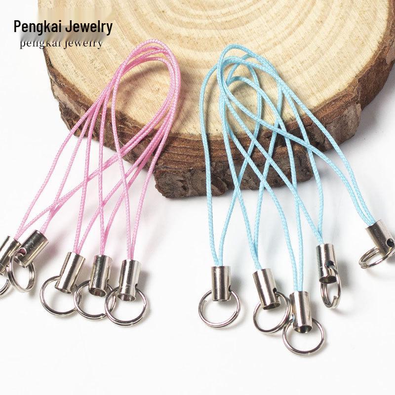 DIY ručně vyráběné šperky doplňky: Dvojitá smyčka na telefon s malým ozdobným poutkem a přívěskem panenky