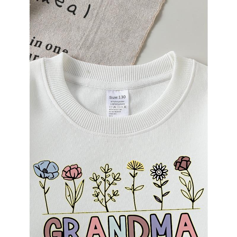 Kids Sweatshirt,Crew Neck Fashion Top, Fun"Grandma Love Me " Patterned Sweatshirt, for Everyday Casual Wear, for All Kinds of Daily Outfits